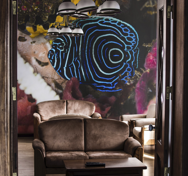 Mural de parede animais padrões de peixes azuis - TenStickers