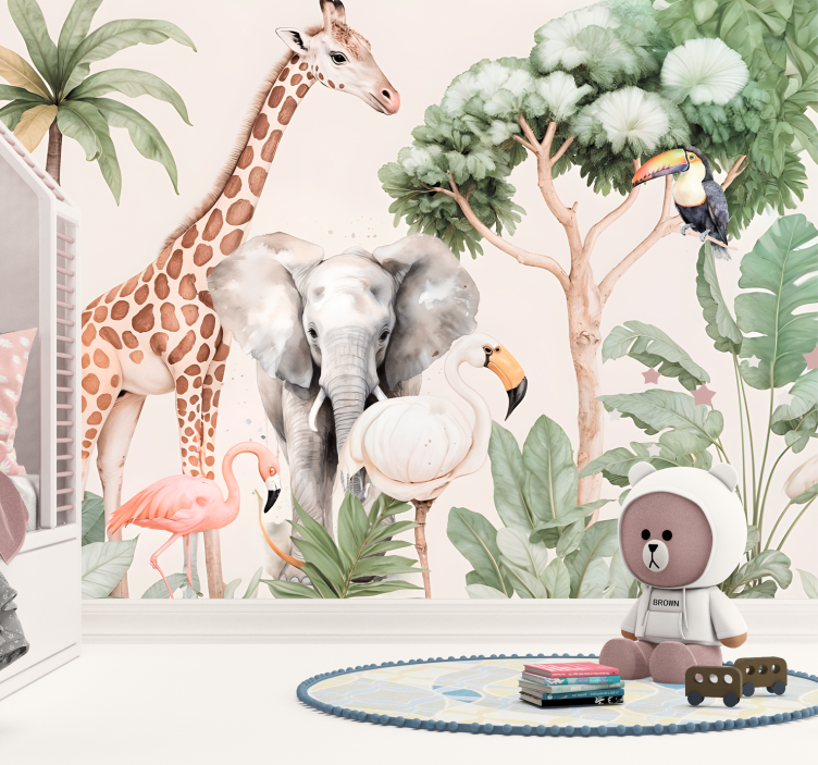 Mural de parede animais paisagem de savana - TenStickers