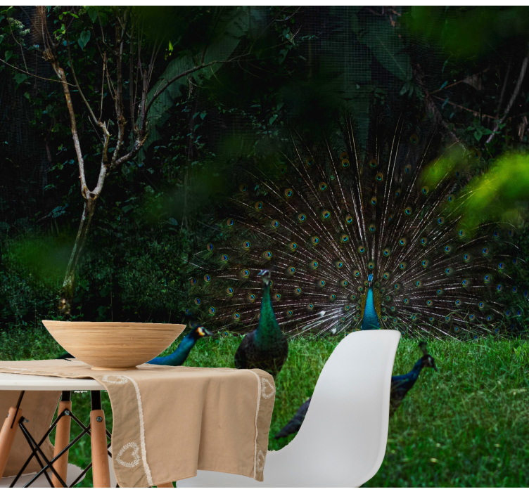 Mural de parede animais pavão exibindo plumas - TenStickers