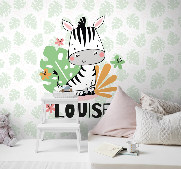 Mural de parede animais personagem zebra fofa - TenStickers