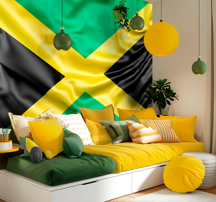 Mural de parede bandeira jamaicana - TenStickers