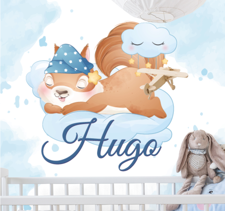 Mural de parede bebés sonhos do esquilo sonolento - TenStickers