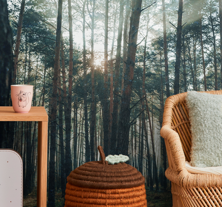 Mural de parede bosques bosque de pinheiros sereno - TenStickers