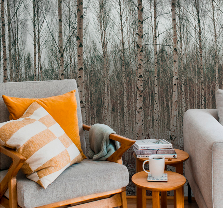 Mural de parede bosques paisagem de bétulas - TenStickers