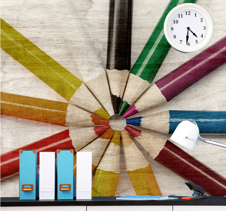 Mural de parede com frases arranjo de lápis coloridos - TenStickers