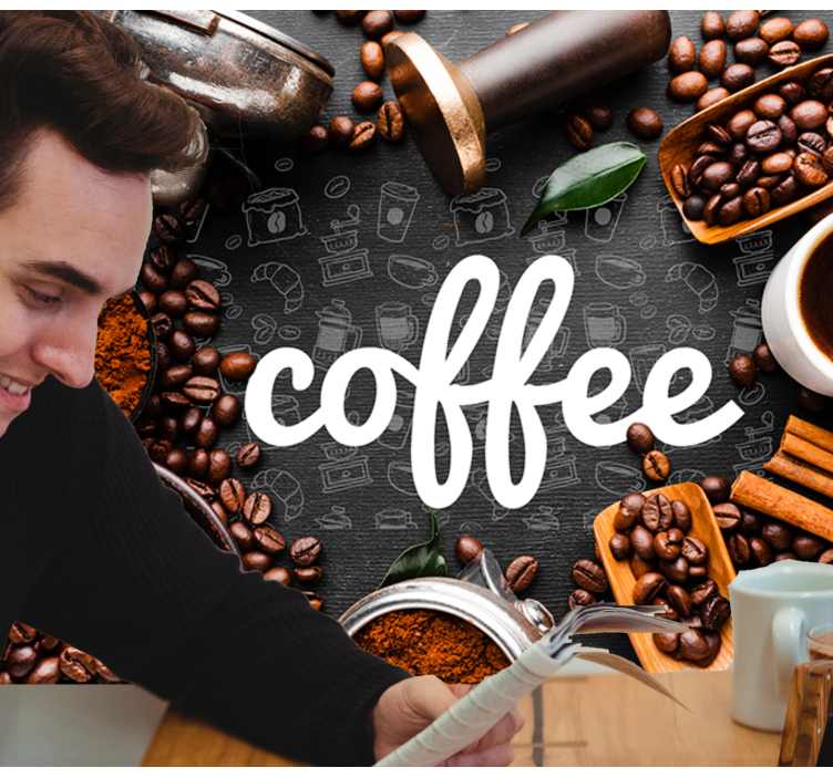 Mural de parede com frases inspiração para café - TenStickers