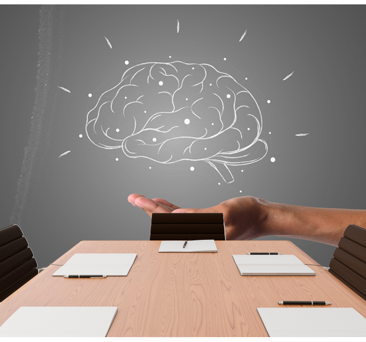 Mural de parede com frases visualização do conceito cerebral - TenStickers