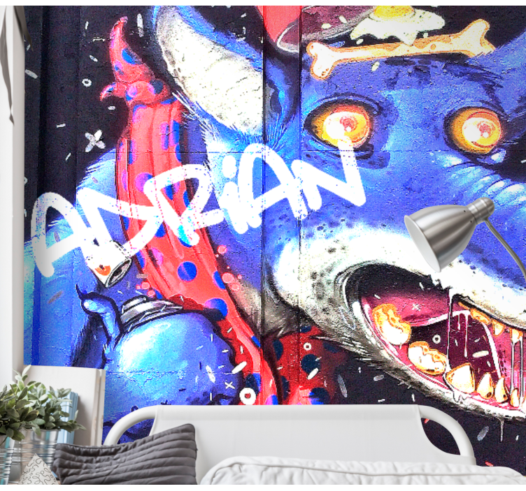 Mural de parede de arte urbana lobo azul personalizável - TenStickers