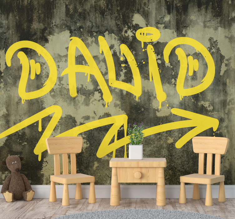 Mural de parede de arte urbana estilo urbano amarelo - TenStickers