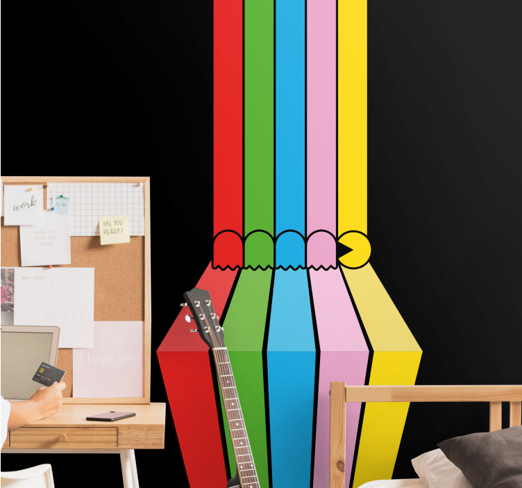 Mural de parede de arte urbana traços de lápis coloridos - TenStickers