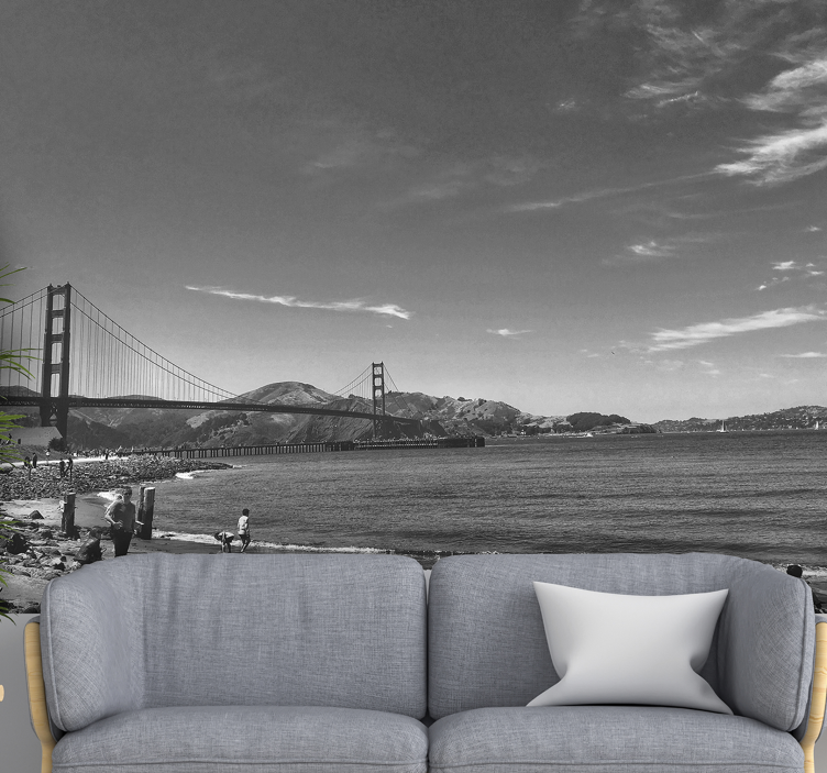 Fotomural de parede Golden Gate grey scale - TenStickers
