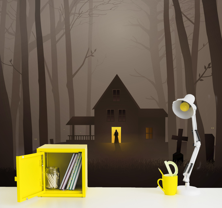 Mural de parede halloween casa assombrada sinistra - TenStickers