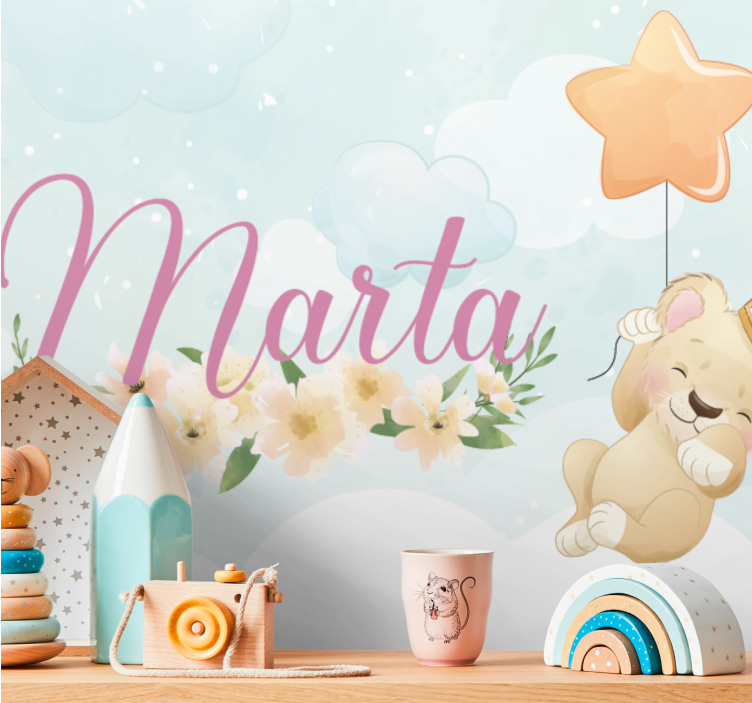 Mural de parede infantil balão de leão fofo - TenStickers