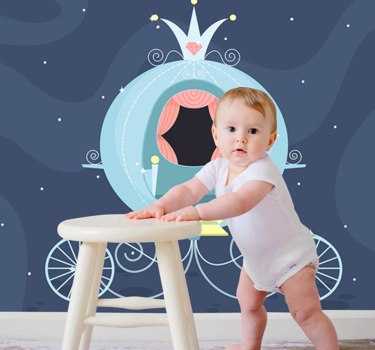 Mural de parede infantil carruagem de conto de fadas - TenStickers