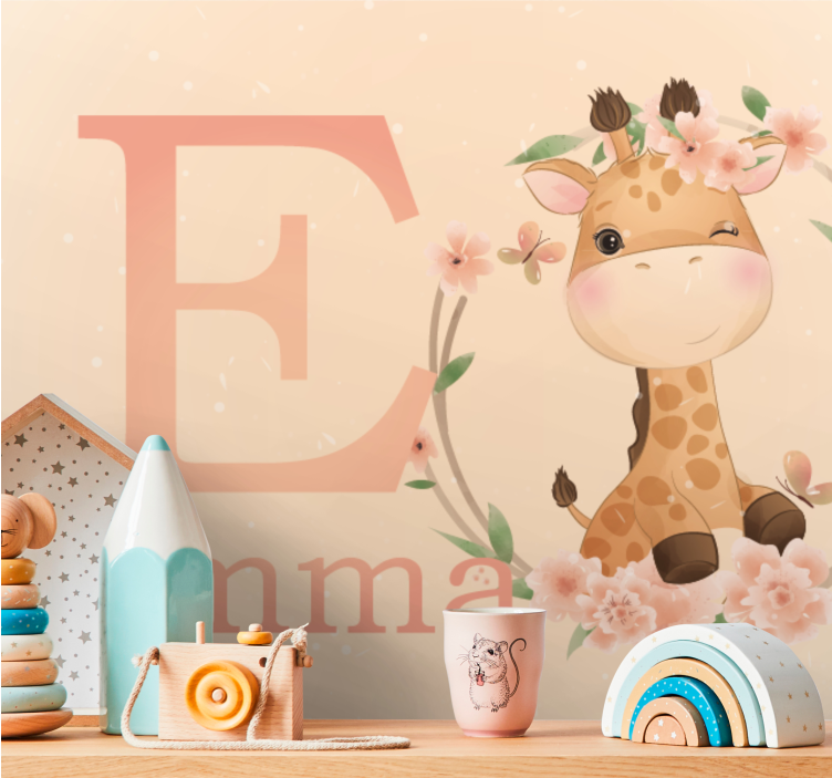 Mural de parede infantil com design de girafa fofa - TenStickers