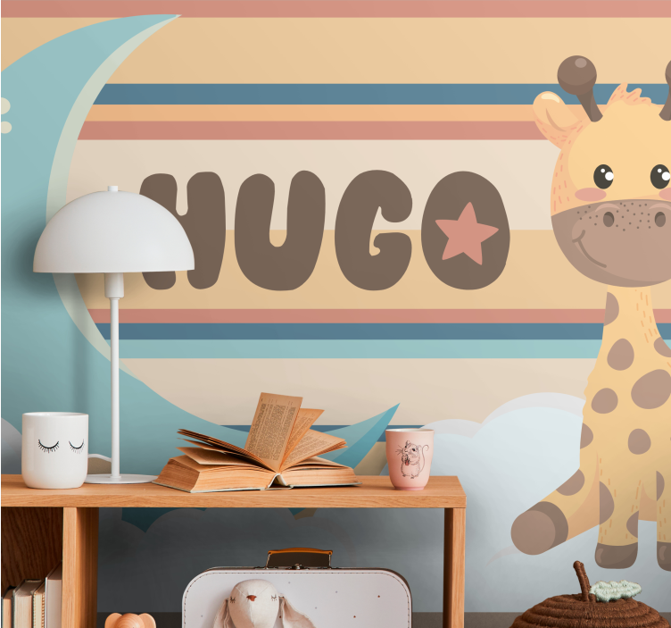 Mural de parede infantil com ilustração de girafa adorável - TenStickers
