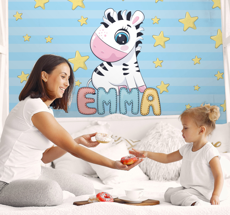 Mural de parede infantil zebra e estrelas - TenStickers