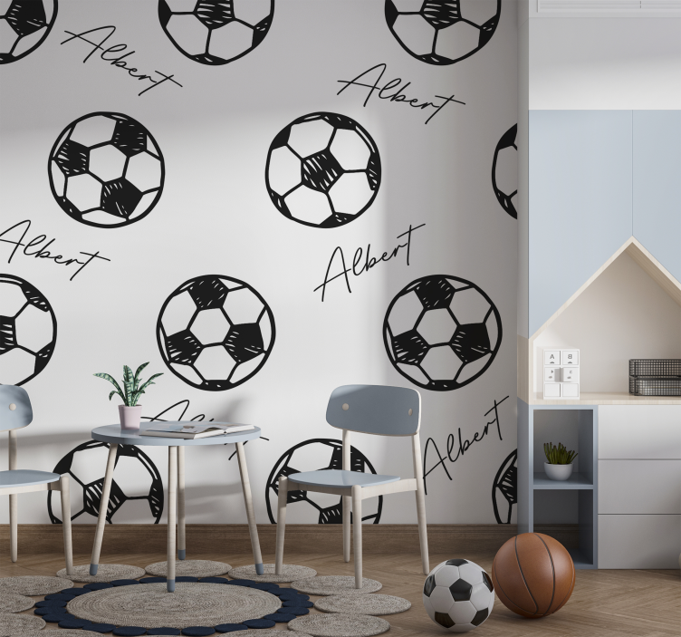 Mural de parede infantil futebol com nome - TenStickers