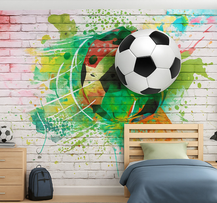 Mural de parede juvenis bola de futebol multicolorida - TenStickers