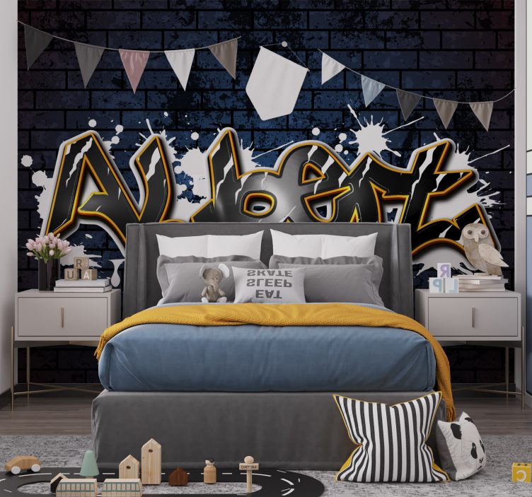 Mural de parede juvenil parede de tijolos com nome - TenStickers