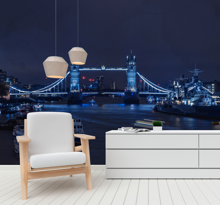 Mural de parede Londres vista noturna da ponte da torre - TenStickers