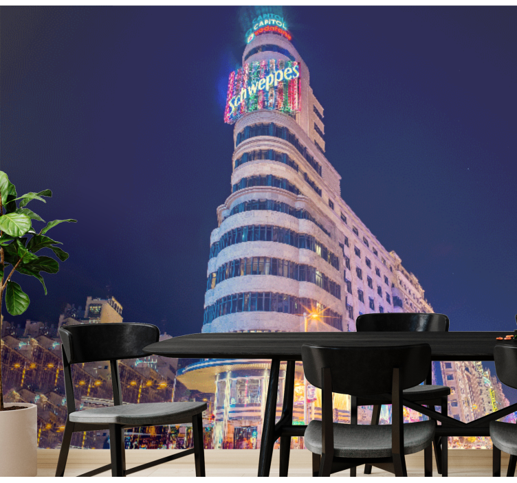 Mural de parede madrid paisagem noturna de madrid - TenStickers