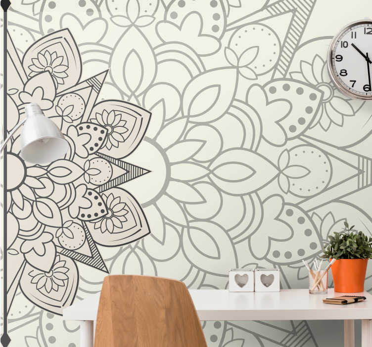 Mural de parede mandalas com motivo floral elaborado - TenStickers