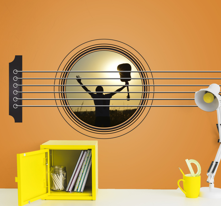 Mural de parede música celebração da silhueta da guitarra - TenStickers