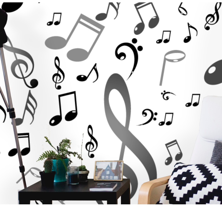 Mural de parede música com motivo de notas musicais - TenStickers
