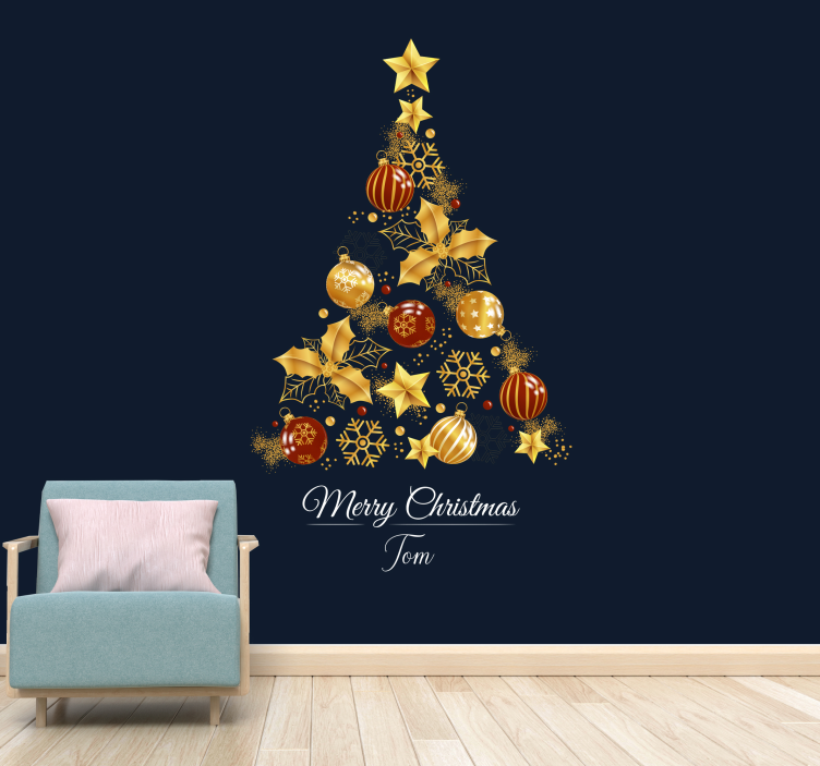 Mural de parede Natal árvore de ouro - TenStickers