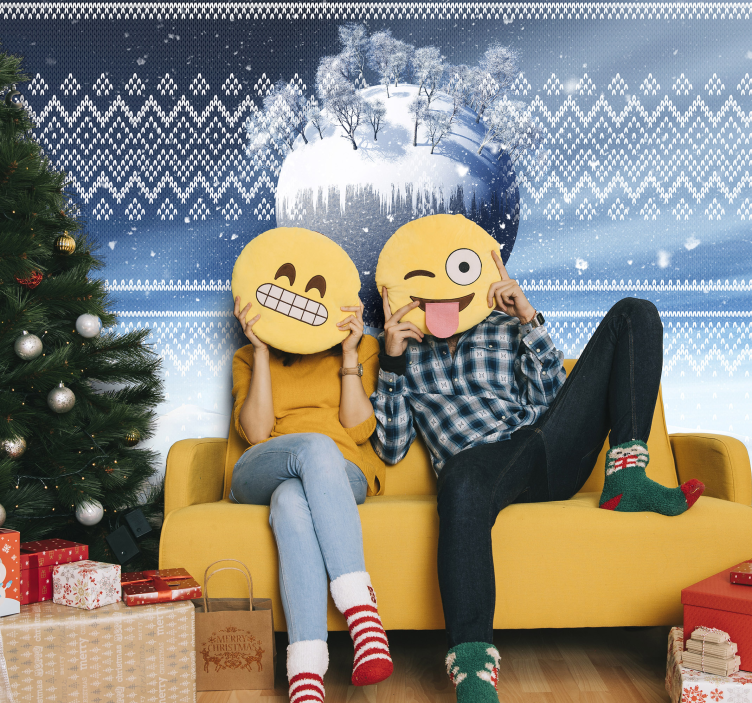 Mural de parede Natal emoji festivo divertido - TenStickers