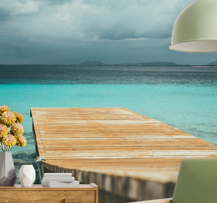 Mural de parede natureza cais sereno à beira-mar - TenStickers