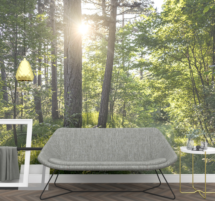 Mural de parede natureza caminho luminoso na floresta - TenStickers