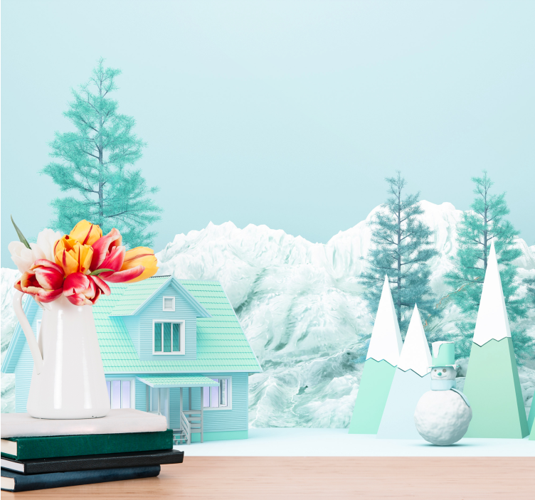 Mural de parede natureza cena de paisagem de inverno - TenStickers