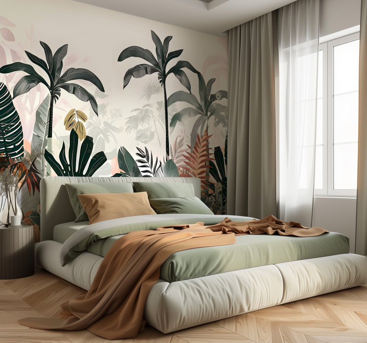 Mural de parede da natureza folhas grandes tropicais - TenStickers