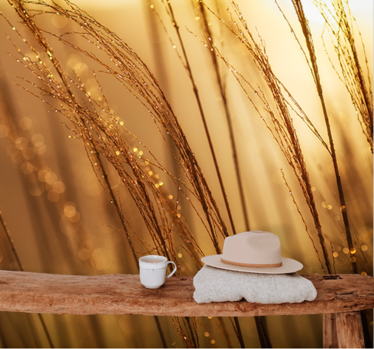 Mural de parede natureza grama dourada suave - TenStickers