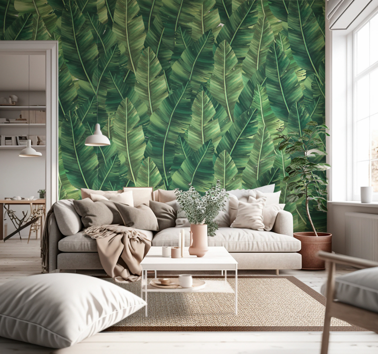 Mural de parede da natureza grandes folhas - TenStickers