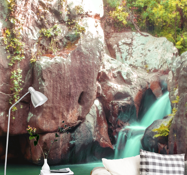 Mural de parede natureza paisagem de cachoeira tranquila - TenStickers