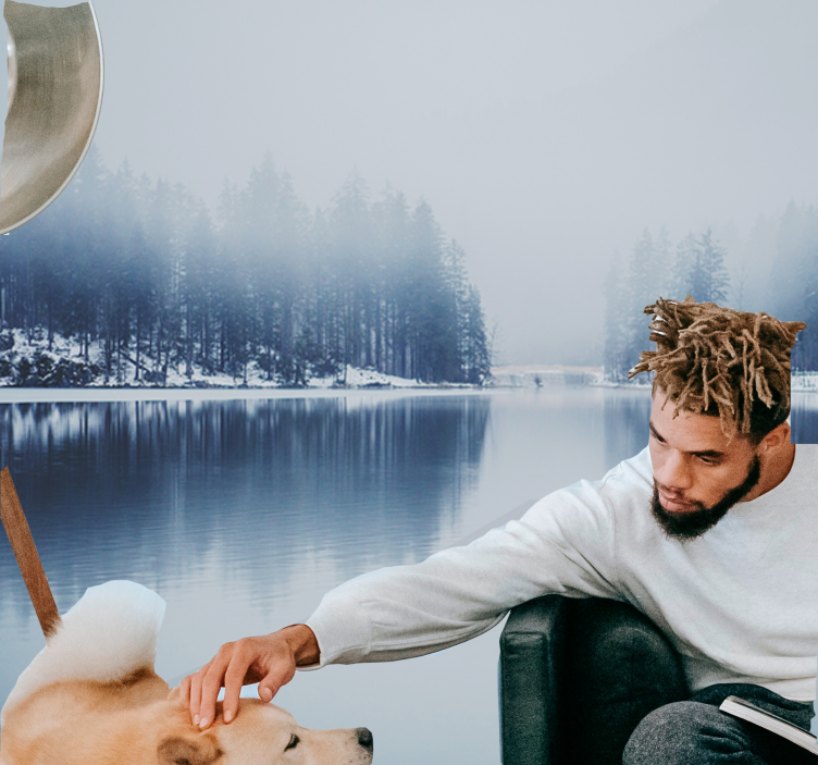 Mural de parede natureza paisagem serena à beira do lago - TenStickers