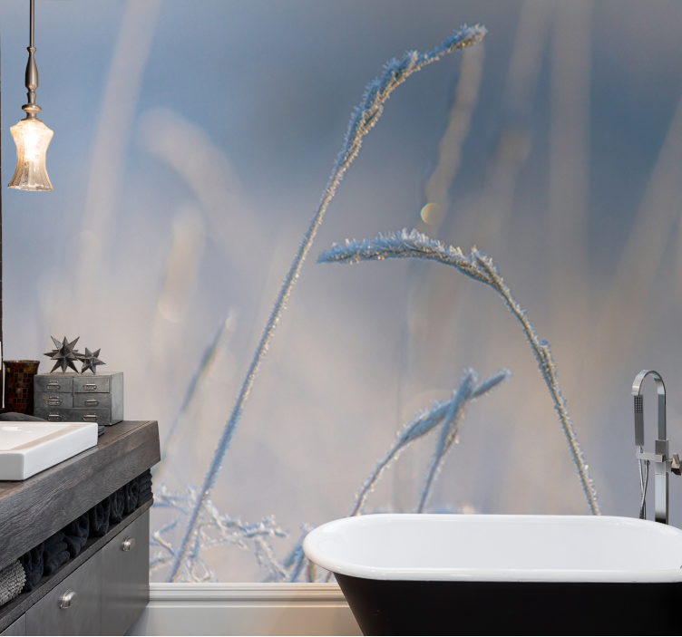 Mural de parede natureza pontas de grama gélida - TenStickers