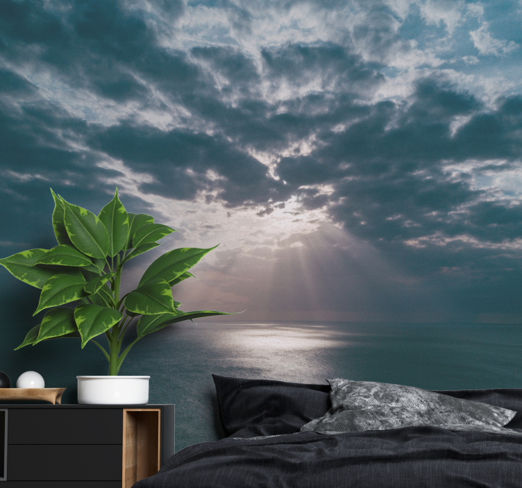 Mural de parede natureza raio de luz oceânico - TenStickers