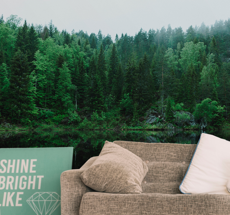 Mural de parede natureza reflexo de floresta tranquila - TenStickers