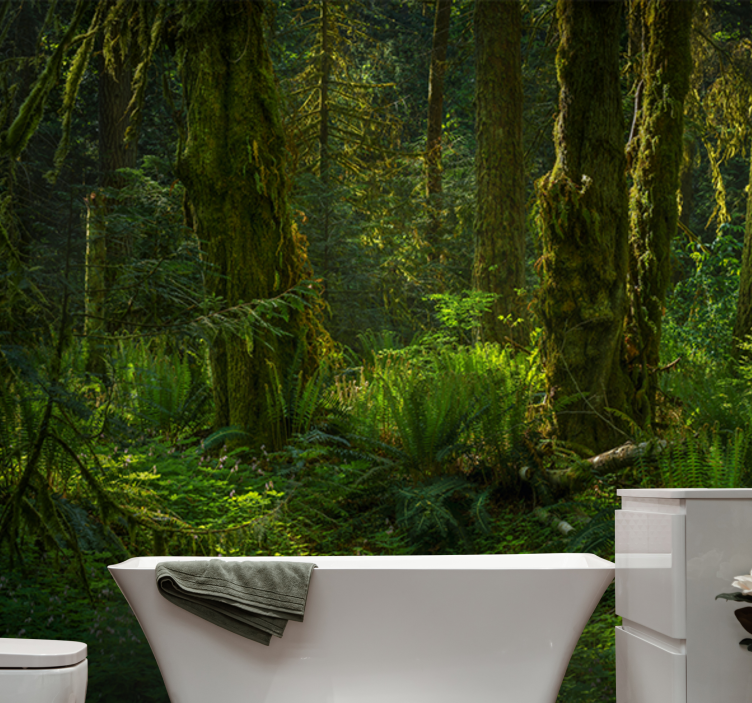 Mural de parede natureza refúgio sereno na floresta - TenStickers