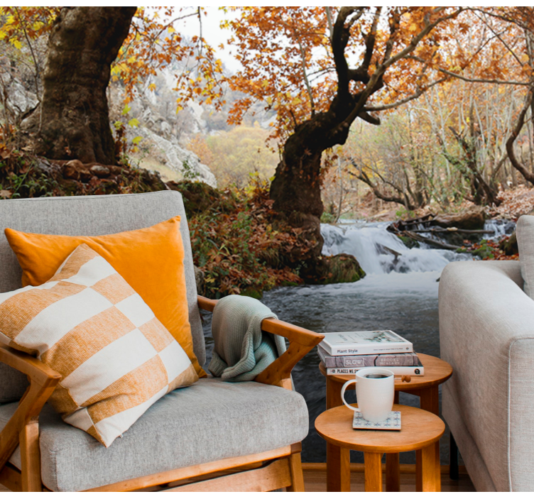 Mural de parede natureza serenidade do riacho florestal - TenStickers