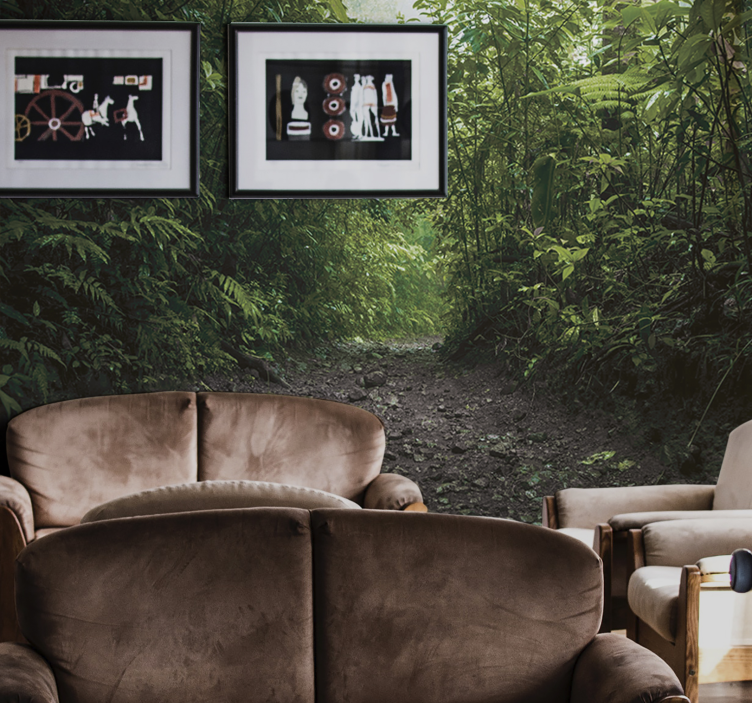 Mural de parede natureza trilha verde vibrante - TenStickers