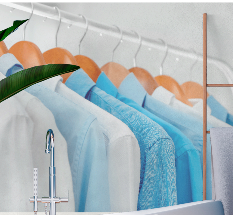 Mural de parede padrões e texturas camisas azuis penduradas - TenStickers