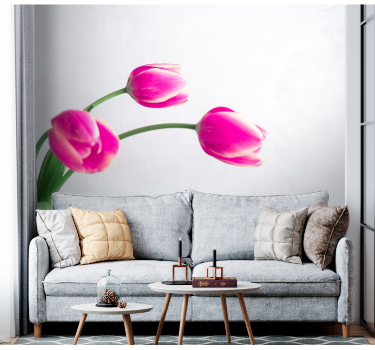 Mural de parede papoilas flores de tulipas rosa - TenStickers