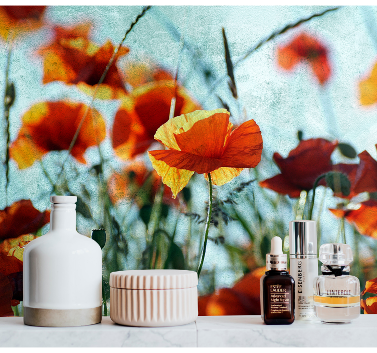 Mural de parede papoilas flores papoilas vibrantes - TenStickers