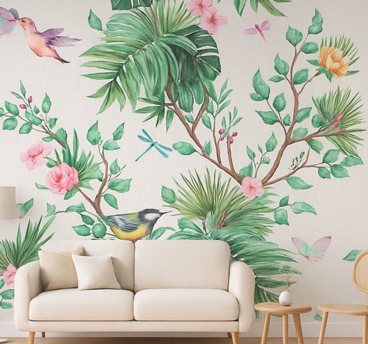 Mural de parede para a sala design de jardim tropical - TenStickers