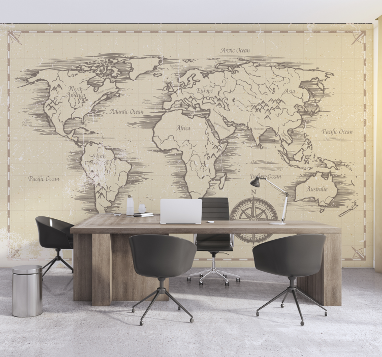 Mural de parede escritório mapa do mundo antigoUma antiga imagem  - TenStickers